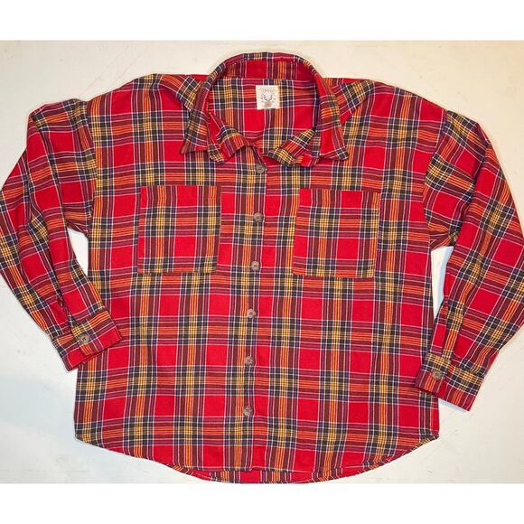 Fantastic Fawn Red Plaid Button Down Shirt Women’s Sm Soft Flannel Double Pocket - Picture 3 of 11